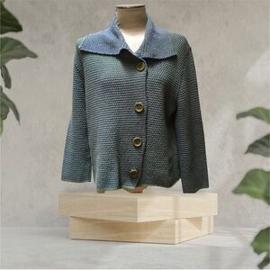 Anthropologie Habitat "Clothes to Live In" boho waffle-knit cardigan sweater art